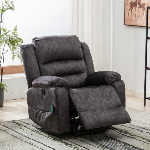 Electric Power Lift Recliner Chair Sofa With Massage And Heat For Elderly 2 Side Pockets USB Ports Single Recliner Chairs For Living Room Overstuffed Breathable Fabric Reclining