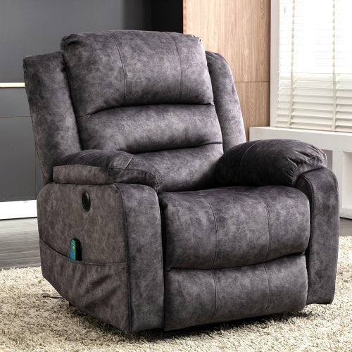 Electric Power Lift Recliner Chair Sofa With Massage And Heat For Elderly 2 Side Pockets USB Ports Single Recliner Chairs For Living Room Overstuffed Breathable Fabric Reclining