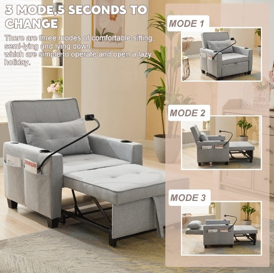 Futon Chair Bed Convertible Chair 3-in-1 Pull Out Sleeper Chair Beds