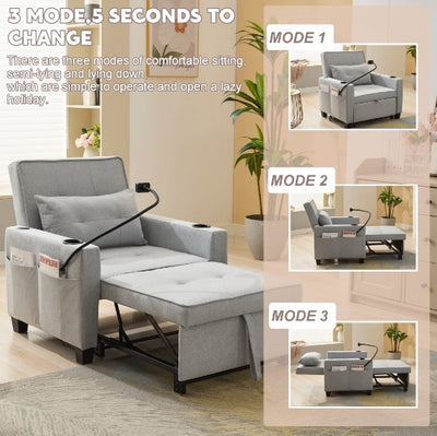 Futon Chair Bed Convertible Chair 3-in-1 Pull Out Sleeper Chair Beds