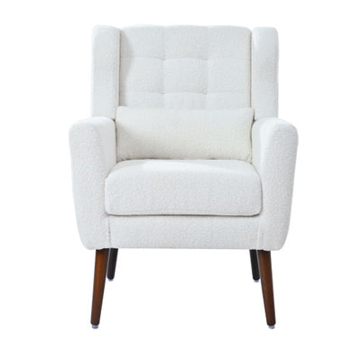 Modern Upholstered Chairs, Teddy Fabric Living Room Chairs, Comfortable Reading Chairs, Medieval Upholstery Chairs, Chaise Longues Armchairs For Living Room Bedrooms - White