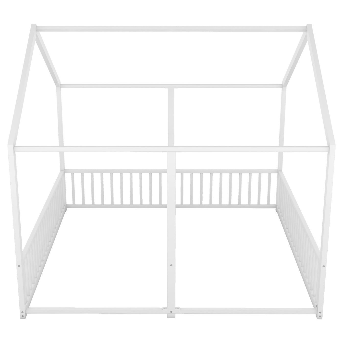 Metal Twin Size House Platform Beds, Two Shared Beds, White