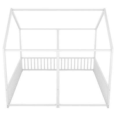 Metal Twin Size House Platform Beds, Two Shared Beds, White